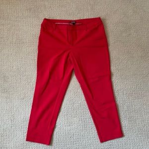 Red capri work pants! Great statement pants!